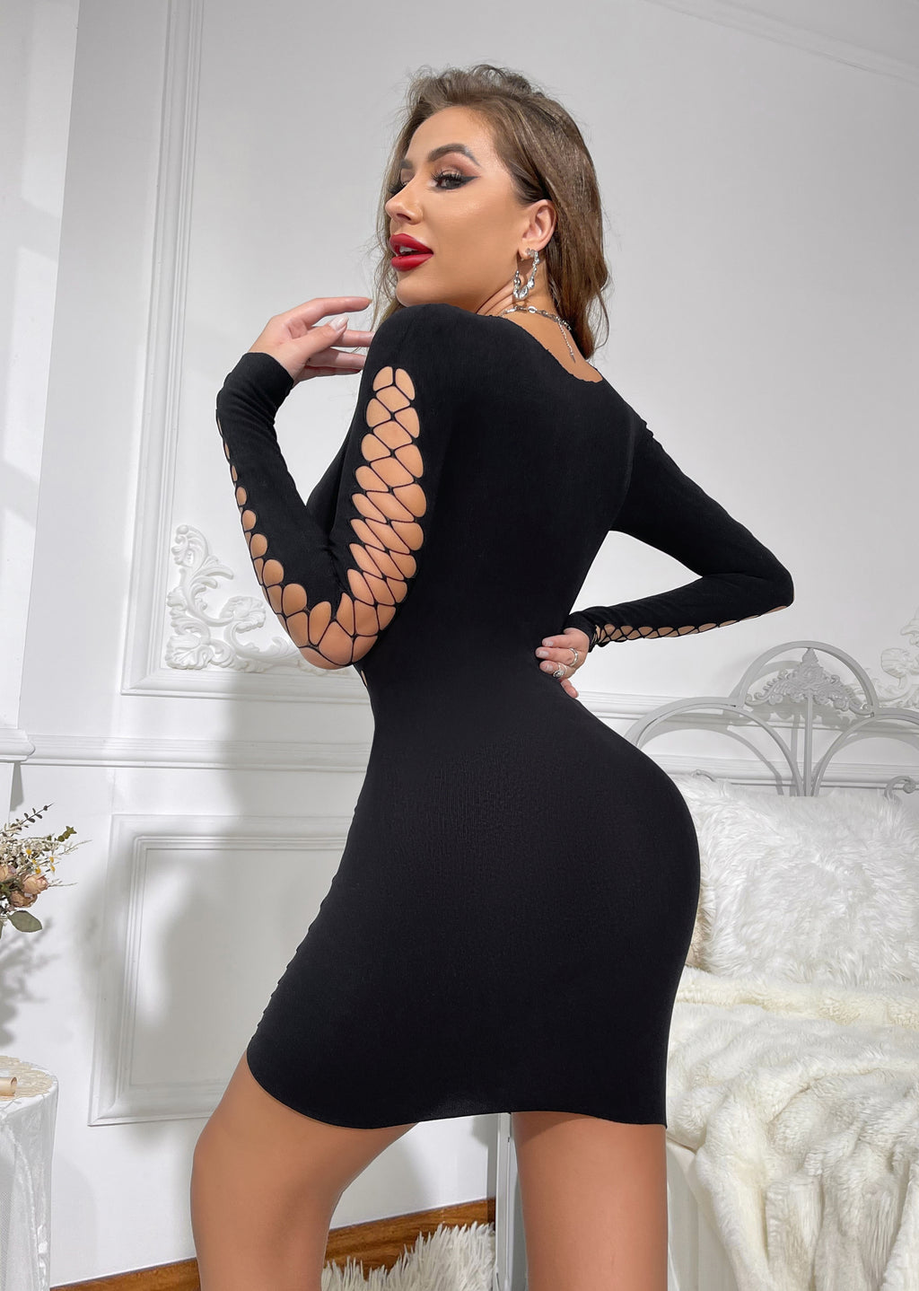 Schnür-Bodycon | Ripp-Langarm für Club