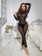 Bodystocking mit Leopardenmuster | Schwarz